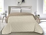 Banzaii Colcha Bouti Entretiempo Tacto Melocotón – Colcha para Primavera, Verano, Cubre Cama Reversible para Cama 105 (190x270 cm), Leche/Arena Made in Italy