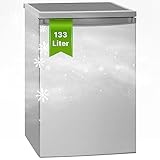 Bomann Nevera 133L acero inoxidable VS2185-1-inox, Capacidad neta: 133 litros, Iluminación interior LED, Control de temperatura continuo, 3 estantes de vidrio