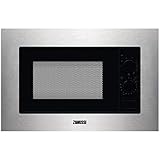 Zanussi ZMSN6DX Microondas Integrable con Grill de 700W, 6 niveles de potencia, Mando giratorio, Programa de descongelacion rápida, Pulsador para apertura, Marco Integrado, Negro/Inox, 20L