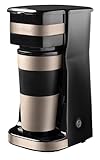 Bestron Cafetera, Cafetera goteo con taza aislada, para café de filtro molido, 2 tazas grandes, 750 vatios, acero inoxidable, 0,42 litros, color: Beige claro