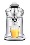 Solis Citrus Press Station 8454 Exprimidor Eléctrico - Exprimidor Naranjas - Prensa automática - 2 Tamices de Pulpa de Acero Inoxidable - Plata