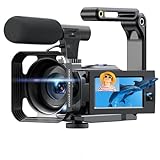 Cámara de vídeo 5K videocámara 56MP Doble Lente WiFi 16X Pantalla táctil de 3.0' cámara Vlog para Youtube grabadora de vídeo con visión Nocturna por Infrarrojos 2 baterías, Tarjeta de 64GB,micrófono