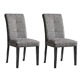 MODERION Juego de 2 sillas de comedor de madera maciza, sillas de oficina, sillas de salón, respaldo suave y asiento acolchado, color gris elegante, 47 x 67 x 98 cm