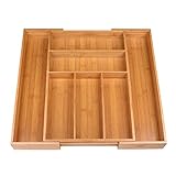 Cubertero de bambú Schramm® para cajones de tamaño ajustable 30-48x46x5 cm Cubertero 5-7 compartimentos Cubertero Organizador de cocina