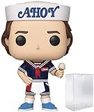 POP Stranger Things - Steve Harrington Scoops Ahoy Outfit Funko Pop! Figura de vinilo (con funda protectora compatible con caja pop), multicolor de 3.75 pulgadas