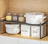 HGYZE Estantería de Cocina, Organizador de Encimera, 51x21x20CM Estante para Especias, de Pie, de Metal y Mango de Madera, Apilable, para Armario y Gabinete, Adecuado para Casa, Baño y Oficina, Negro