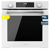 Cecotec Horno Multifunción Integrable 60cm Bolero Hexa M226000 Glass White A. 2800W, 72L, 7 Funciones, Modo Grill, Fan Assisted Grill, Modo Convección, Defrost, Steam Base X2, Steam EasyClean y Assist