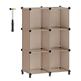 SONGMICS Estantería Modular de 6 Compartimentos, Organizador Modular de Plástico con Patas, Zapatero, Cubo de 30 x 30 x 30 cm, Salón, Dormitorio, Estudio, Martillo de Goma, Marrón Camello LPC111K01