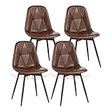 Lestarain Juego 4 Sillas Comedor, Sillas de Cocina Giratorias en Piel Sintética con Respaldo, Estilo Minimalista, para Cocina, Comedor, Dormitorio y Salon, Marrón