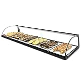 MBH - Expositor neutro de cristal curvado de 84cm para hostelería. Vitrina expositora de sobremesa neutra para bar y restaurante. Sin LED.