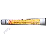 VASNER SlimLine X20 – radiador infrarrojos exterior, 2000 W, calefactor electrico, pared y techo, baño, bajo consumo, metal, control remoto (Plata)