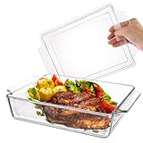 ZOFUN Cacerola rectangular con tapa de cristal, 29 x 20 x 9 cm, para lasaña de cristal, para asar, horno, horno eléctrico, para lasaña