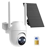 4G LTE Camara Vigilancia Exterior con Sim Tarjeta: 360 Grados Camaras de Vigilancia sin Cables con Panel Solar Camara Seguridad Bateria VisióN Nocturna Color DeteccióN Humana Pir IP65