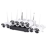 Nivian Kit de Cámaras de Vigilancia WiFi 2K con Grabador 10CH 8 Cámaras Exterior Impermeables IP66,Visión Nocturna, Detección de Movimiento, Fácil Instalación Sin Cables, Notificaciones en App