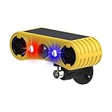 QXMH Alarma con Sensor de Movimiento Solar para Exteriores: Alarma con Sonido de Disparo de Perro ladrando, 2 x 129 dB de Volumen Alto, 4 Modos, luz roja y Azul (1 Pack)