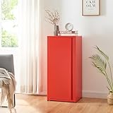 [en.casa] Armario de Oficina Burlöv Archivador de Estudio con 2 Estantes Regulables en Altura Mueble de Oficina con 1 Puerta y 3 Compartimentos Acero 88 x 40 x 35 cm - Rojo