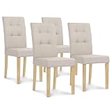 IDMarket – Juego de 4 sillas Polga Acolchadas para Comedor, Color Beige