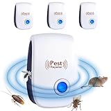 aiMaKE Repelente Ultrasónico de Plagas, 4 Pack Electrónico Repelente Mosquitos Insectos Control de Plagas, para Interiores Anti Ratones,Cucarachas, Moscas,Mosquitos, Arañas