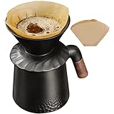 PARACITY 60° - Juego de cafetera de vertido con goteo permanente de cerámica y 40 filtros de café, cafetera y taza de café, cafetera manual para una sola taza, ideal para el hogar, viajes