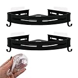 ARTALEJ- Pack Organizador Baño-2 Estantes Esquinero Ducha Sin Taladro+4 Ganchos Auxiliares+1 Gancho con Ventosa. (Negro)