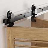 102cm/3.3FT Herrajes Puertas Correderas Plegable Rieles Kit Puerta Corredera Negro para 2 Puerta Corredera Madera 48cm Ancho T Ruedas