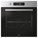 Candy C-Bake 600 CA6 NP5B3YTX, Horno Multifunción, Pirolítico-Hidrolitico, 78L, WIFI, 3300W, 2 Bandejas+1 Rejilla, Convección+Ventilador, 12 Funciones, Mandos Push&Pull, Puerta 4 Cristales, Negro-Inox