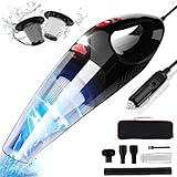 RIKIN Aspiradora de Coche 8500PA 120W Aspirador de Mano con Cable Filtro de Acero Inoxidable Accesorio Completo y Bolsa de Transporte para Coche