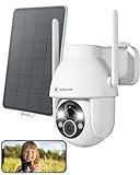 COCOCAM 2K Cámara Vigilancia WiFi Exterior con Panel Solar, WiFi 2,4 GHz Camara con Visión Nocturna a Color, AI Reconocimiento de Humano/Coches/Animales, PIR Alarma, Audio de 2 Vias, Cloud (Blanca)