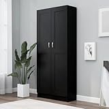 prissent Estantería Madera Contrachapada Negro 82,5x30,5x185,5 cm Aparador Estrecho Organizador Libros Estanteria con Puertas Estanteria Madera Estanterias Librerias Armario Dormitorio