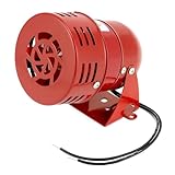 QWORK® Sirena de Alarma 110DB, Mini Sirena de Alarma de Metal roja MS-190, para fábrica y construcción