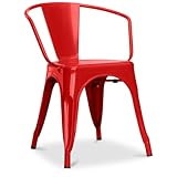 Iconik Interior Industrial Style Silla de comedor con reposabrazos, diseño industrial, acero – Nueva edición – Stylix rojo