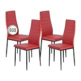 anrekl Juego de 4 sillas de comedor con reposabrazos, patas de metal, sillas de cocina modernas, cómodas sillas tapizadas, asiento para comedor, salón, cocina, color rojo