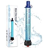 TEUEN Filtro de Agua 2000L Personal Sistema de Filtración de Agua 0.01 Micron Mini Purificador de Agua Portátil para Excursionismo Campamento Acampada Supervivencia y Emergencias (Azul 1 Pack)