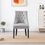 Life Interiors – Silla tapizada de terciopelo Windsor – con anillo de metal – Estilo clásico y diseño – Patas de madera – Comedor, Salón o tocador (gris claro, 2)