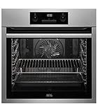 AEG BPS331120M Horno Multifunción, Limpieza Pirolítica, 10 Funciones, Cocción Uniforme, Calentamiento Rápido, Mando escamoteables, Pantalla LCD, Ventilador XXL, Inox, Clase A+, Fabricado en DE