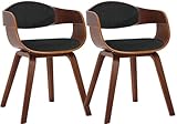 CLP Set De 2 Sillas De Comedor Kingston En Tela & Madera I Pack De 2 Butacas Nórdicas para Reuniones Modernas, Color:Nuez/Negro, Color del Marco:Nuez