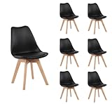 Endormir Sillas de Comedor Pack 6, Sillas multifuncionales con Pies de Madera,Estable, Cómoda (Negro-Pack6)