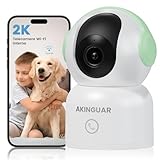 AKINGUAR Cámara Vigilancia WiFi Interior 2K (3MP) 2,4GHz/5GHz Cámara de Seguridad, 355° Cámara IP con AI Detección de Movimiento, Visión Nocturna, Audio Bidireccional, Funciona con Alexa,Verde