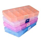 Cajas Almacenaje Plastico 4 Piezas, Opret Ajustable Cajas Organizadoras Pequeña 15 Compartimentos, Caja Separadores Plastico