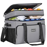 Hulongo Bolsa Térmica Isotérmica Grande Bolsa Nevera Doble Impermeable a Prueba de Fugas para Picnic, Viajes, Camping, Compras y Pesca, 42L, Gris