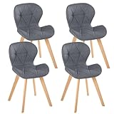 IDMarket – Juego de 4 sillas de tela gris oscuro para comedor