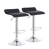 KKTONER 2 x Taburetes de Bar Taburete Cocina Silla de Comedor Piel Sintética Negro
