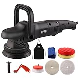 SPTA Pulidora Excéntrica 750W, 6 Pulgadas Pulido De Automóviles Velocidades Ajustables Máquina Pulidora, Delantales, Bolsas, Abrasivos, Esponjas, Toallas, Guantes, Cepillos para Platos Incluidos
