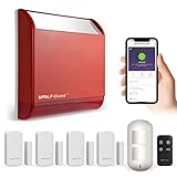 Wolf Guard Kit Alarmas para casa WiFi con App, 7-Pieza, Sistemas de Seguridad para el Hogar con 4 Sensor Puertas, 1 Anti-Pet PIR, 1 Control Remotos, 1 Sirena con 120DB, Compatible con Alexa