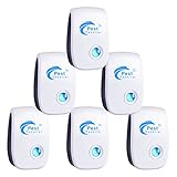 Repelente Ultrasónico de Plagas, 6 Pack Repelente Ultrasónico Mosquitos, Antimosquitos Electrónico y Ahuyentador de Roedores para Anti Mosquitos, Cucarachas, Ratones, Moscas, Arañas, Roedores