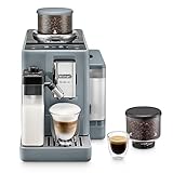 De'Longhi Rivelia EXAM440.55.G, Cafetera Superautomática con LatteCrema Hot, Espumador de Leche Automático, Tamaño Compacto, 16 Recetas, Pantalla Táctil a Color, Gris