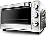 Grunkel - HR-23 - Horno eléctrico multifunción de sobremesa de 23l con 3 funciones de calor y selector de temperatura hasta 230ºC. Temporizador hasta 60 min - 1600W (Acero inoxidable)