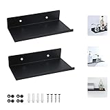 SCHYIDA Estanterías de Pared Metálicas Negras, 2 Baldas Metálicas de Pared de 20 cm con Tornillos Estante Expositor de Pared para Baño Cocina Salón Habitación Dormitorio