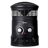 Midea NF18-17PA - Mini ventilador calefactor 1800W con oscilación generalizada de 360 ​​°, 2 niveles de calor, color negro