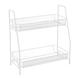 LOLAhome | Especiero Cocina con 2 Estantes | Organizador Especias y Condimentos| Estantería Pequeña Metálica para Cocina y Baño| Organización Armario y Despensa | Metal Blanca de 31x17x33 cm